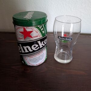 Green Logo Beer Glass and Tin Gift Set